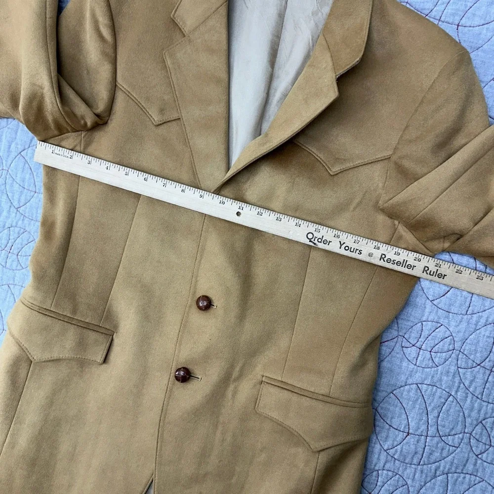 Farah Sport Coat‎ Tan Western Yoke Faux Suede Two Button / Mens 40R